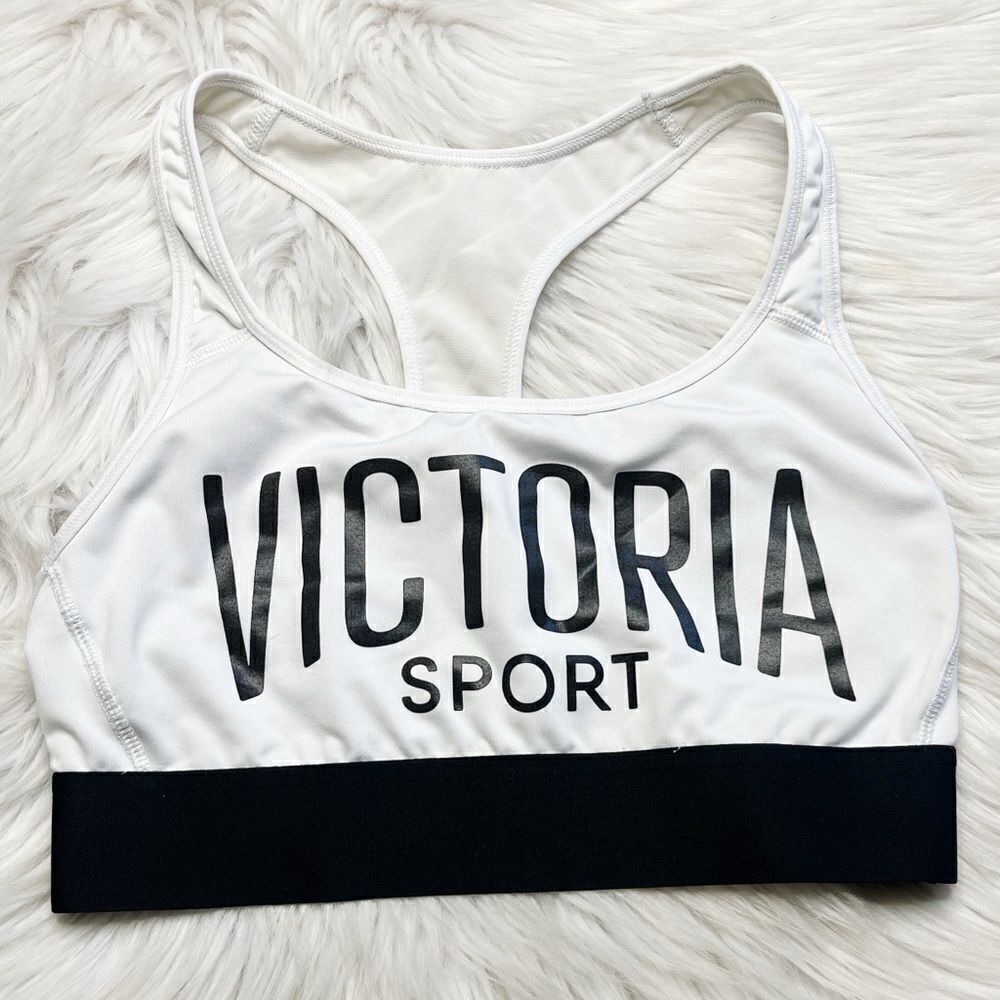 Victoria's Secret Sport Racerback Sports Bra White and Black Size Small